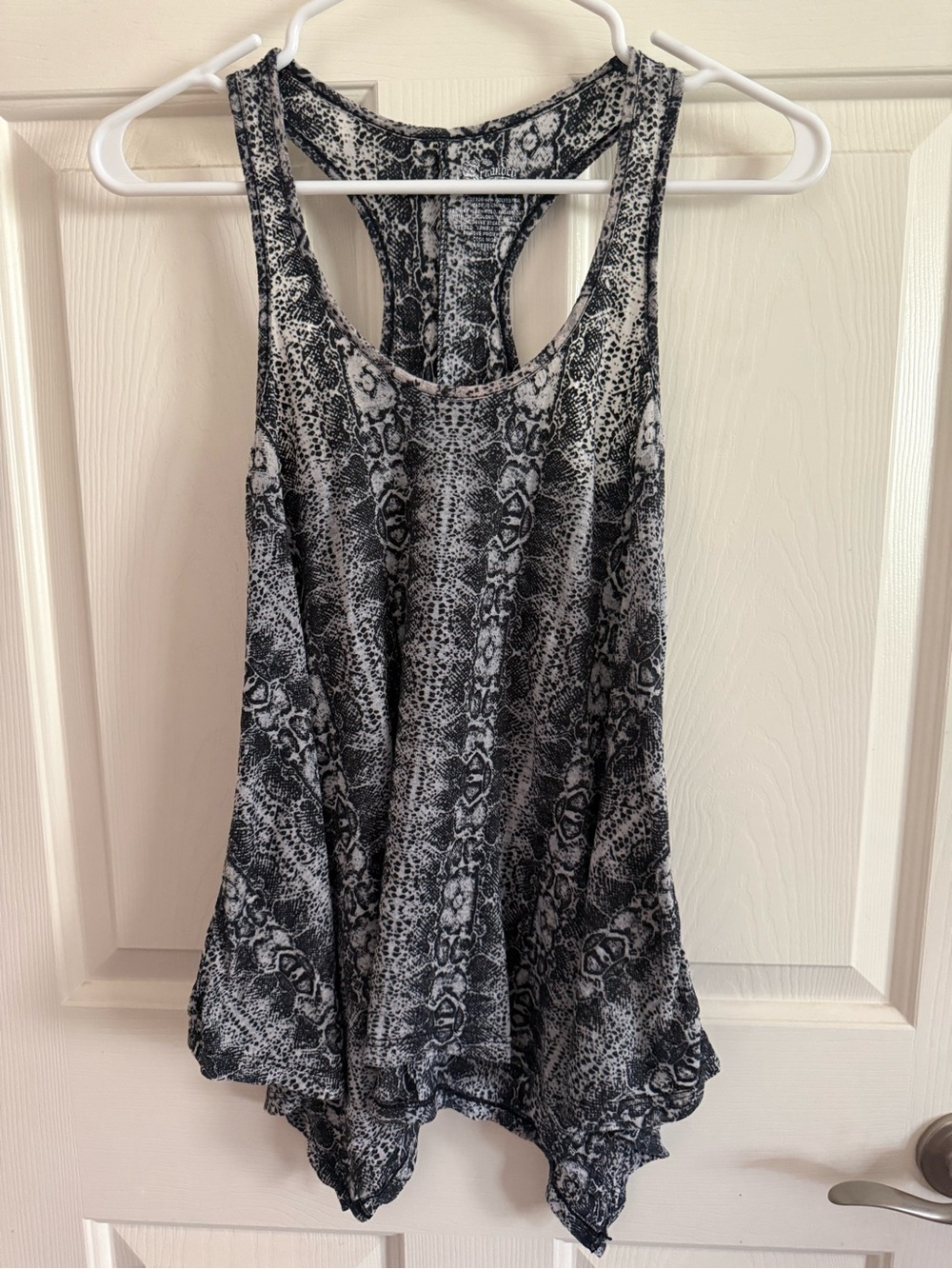Stranded Black & White Snake-Print Racerback Tank